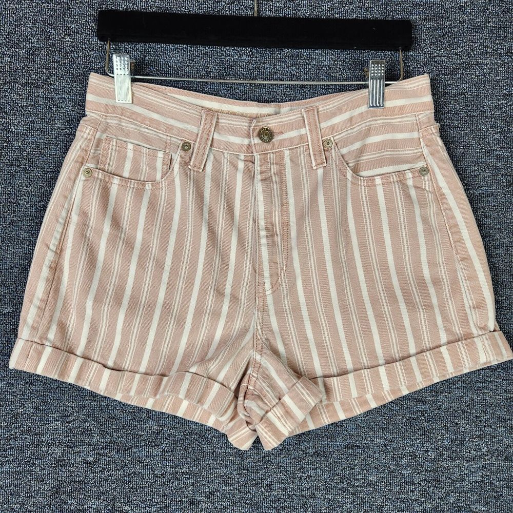 American Eagle Pink and‎ White Striped Hi-Rise Mom Short